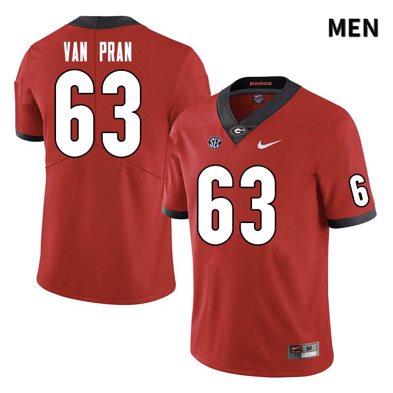 Georgia Bulldogs Men's Sedrick Van Pran #63 Red Stitched College UGA Football Jersey 23MS017JI